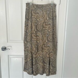 LIZSPORT Women's Multicolor Blue Tan Paisley Print Maxi Skirt | Size 12